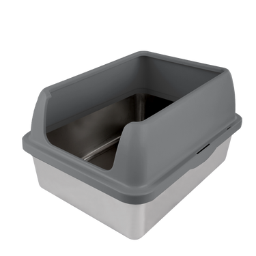 Go Fresh - Enclosed Stainless Steel Cat Litter Box Grey